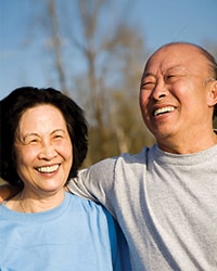 Elderly couple smiling