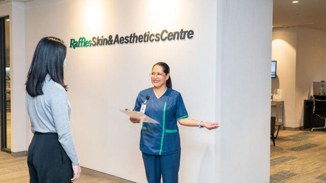 Specialist Clinic front of the raffles skin and aesthetics at raffles hospital level 2