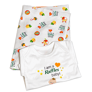 Raffles Baby clothes set - Raffles Hospital mummy bag