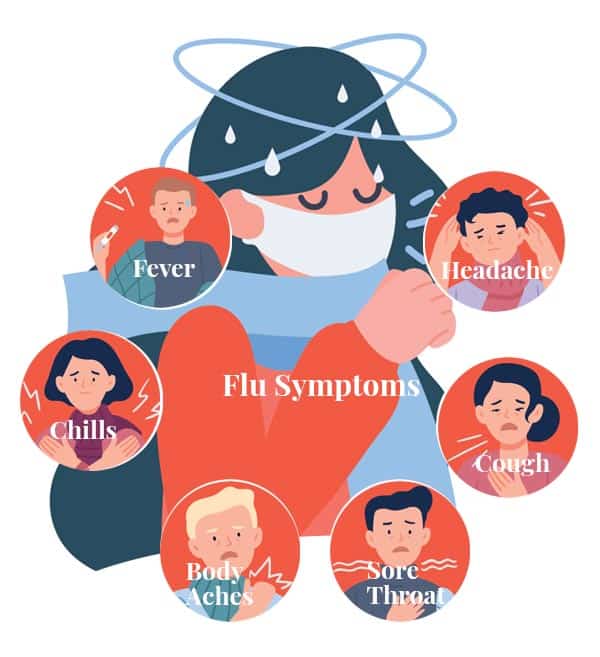 flu symptoms info graphic