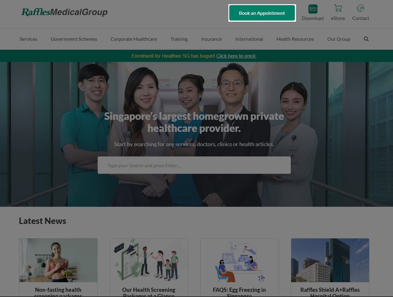 book an appointment at rafflesmedicalgroup.com website