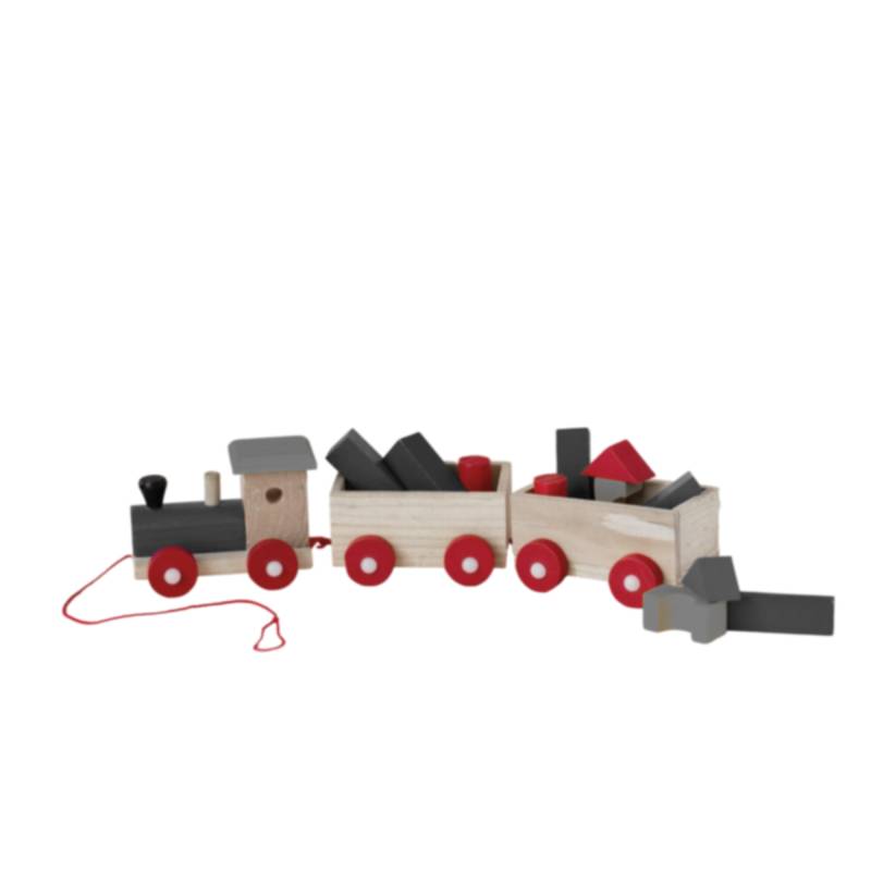 The train image, with the red wheels and blocks, infant tends to recognise it first