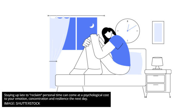 Staying up late to reclaim personal time can come at a psychological cost to your emotion, concentration and resilience the next day